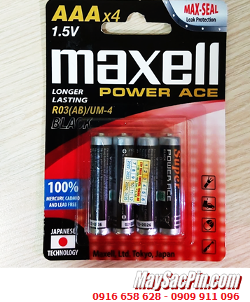 Maxell R03(AB)SUM-4/4P, Pin đũa AAA 1.5v MAXELL R03(AB)SUM-4/4P Power ACE _Xuất xứ Indonesia /Vỉ 4viên